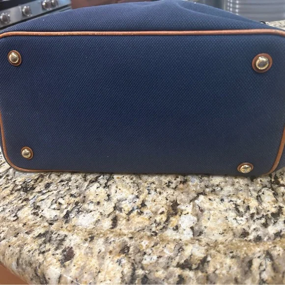 MICHAEL KORS MK JET SET CANVAS LEATHER TOTE PURSE NAVY GRAB HANDBAG - Picture 9 of 10